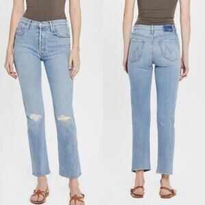 Mother Superior The Tomcat Straight Leg Jeans Problem with Miracles Blue Size 26